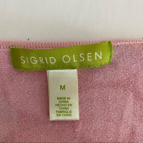 Sigrid Olsen Long Sleeve Twist Front Deep V Neckline Red Pink Shirt Sz M - Picture 5 of 5